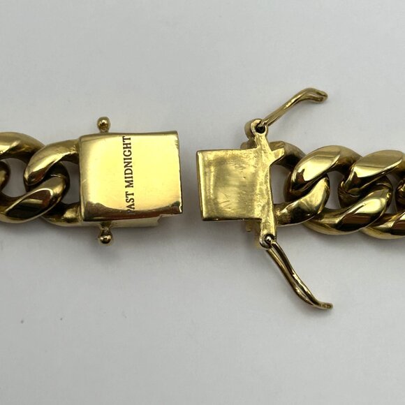 Past Midnight Heavy Gold Tone Cuban Link Necklace 18” Statement Jewelry 131g - Picture 13 of 14